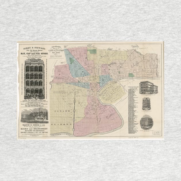 Vintage Map of Newark NJ (1879) by Bravuramedia